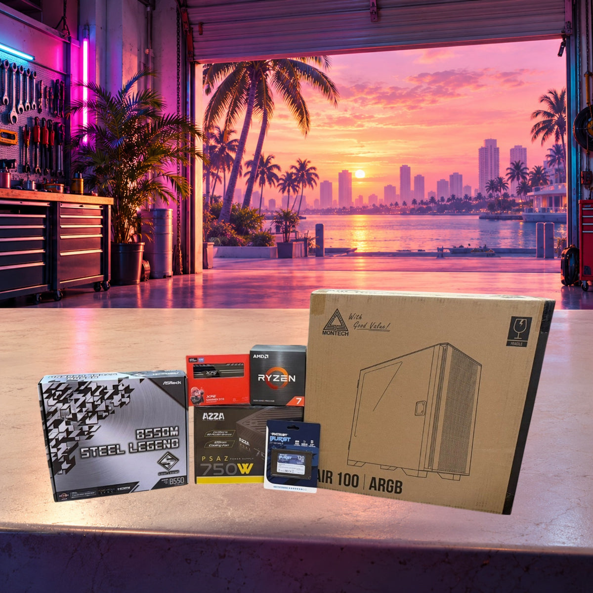 AMD Ryzen 7 5700 B550M Steel Legend Montech Air 100 ARGB Bundle [SEALED]