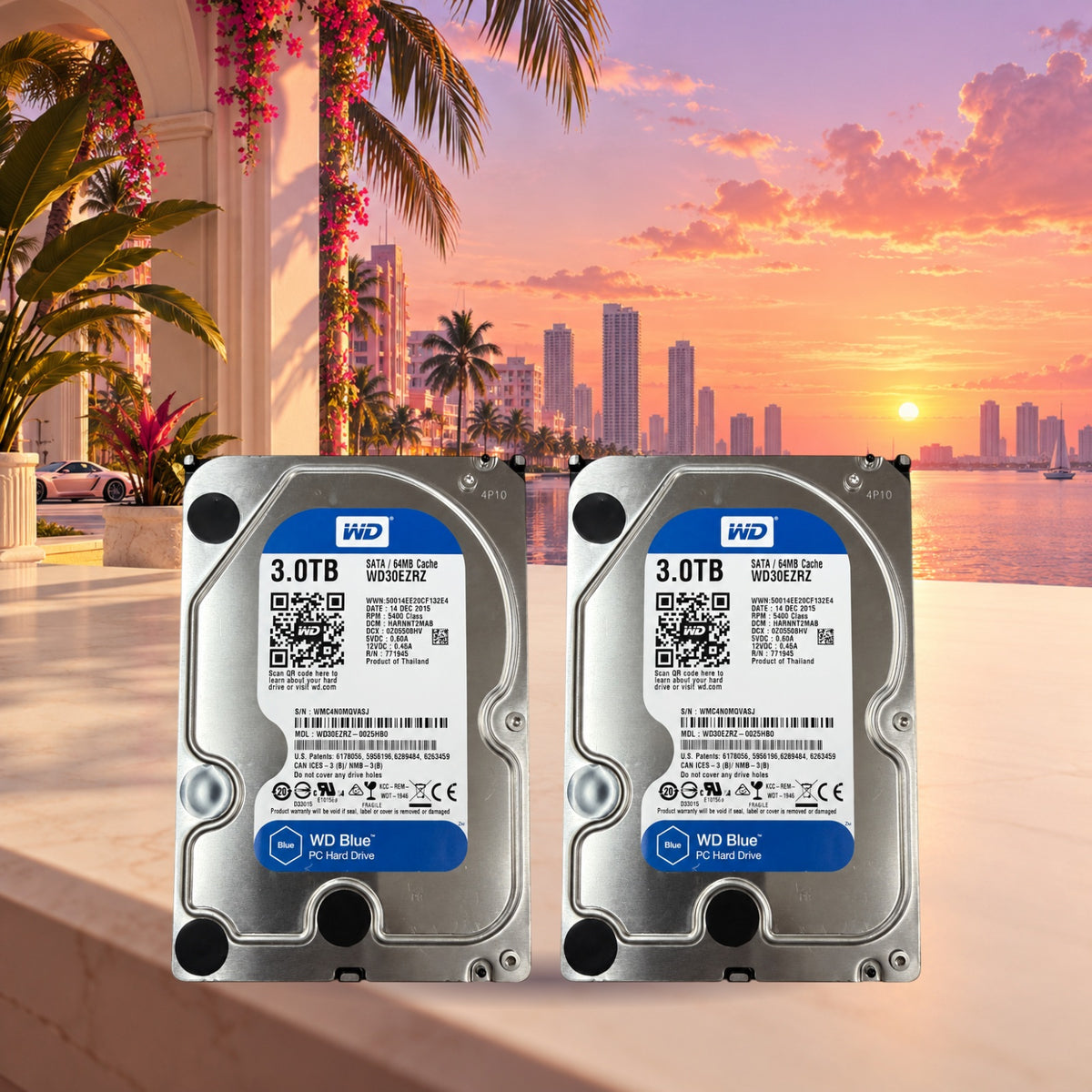 2-Pack WD Blue 3TB 5400 RPM 3.5-inch SATA Hard Drives — Groovy Computers product artwork