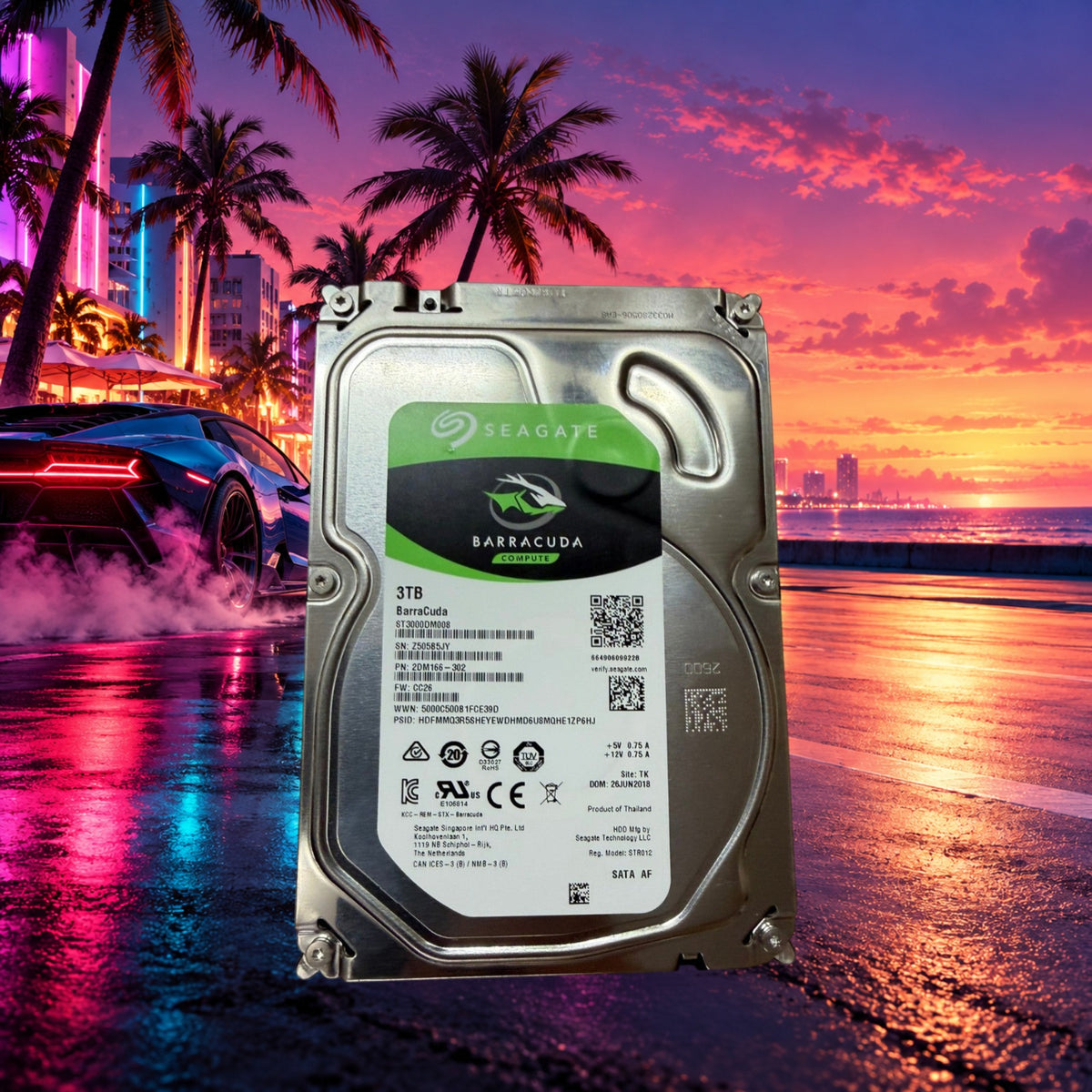 Seagate BarraCuda 3TB ST3000DM008 HDD Tested 100% Health 0 Bad Sectors See Pics — Groovy Computers product artwork