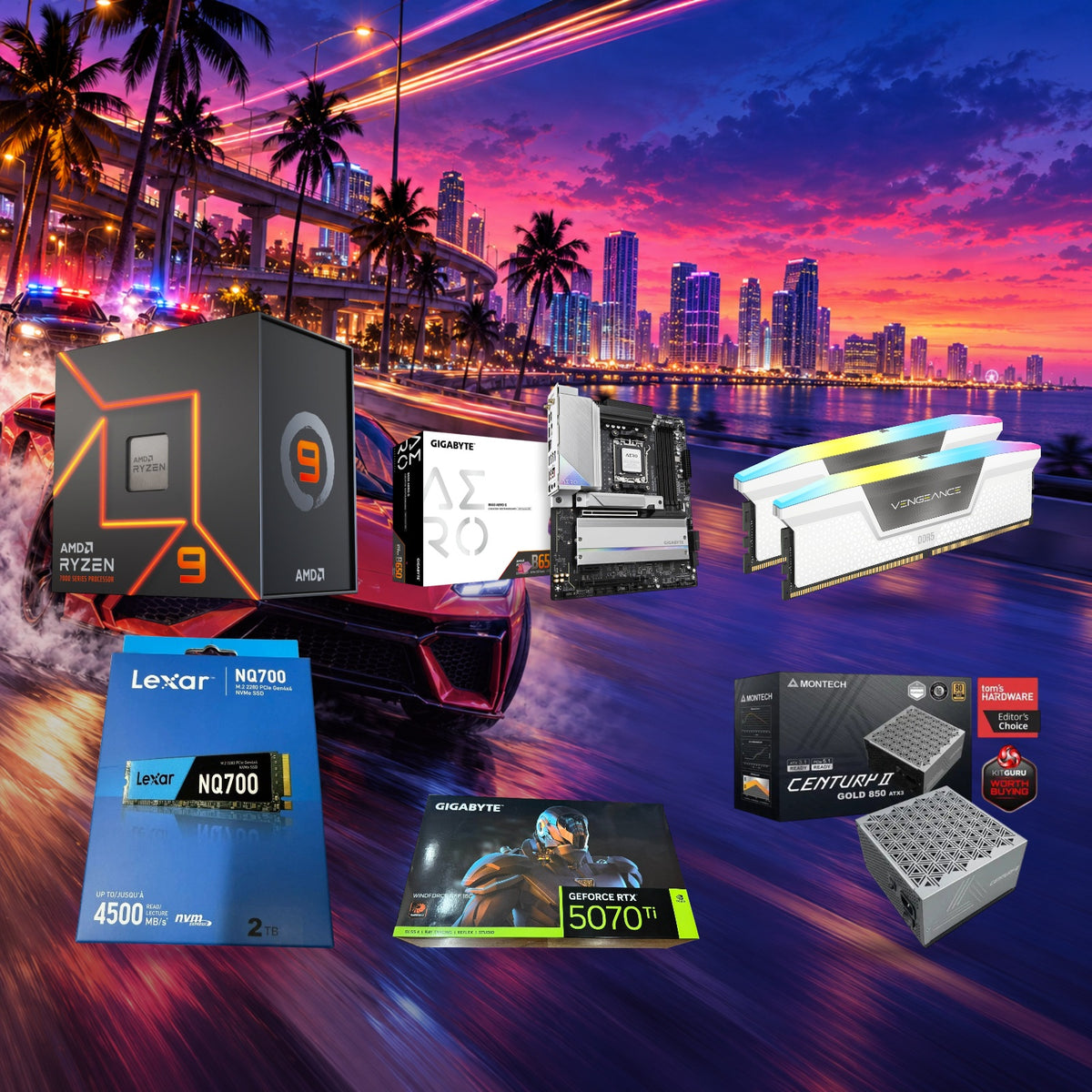 Photo Editing & Design Core Parts Bundle | Ryzen 9 7900X + RTX 5070 Ti | 32GB RAM | 2TB SSD — Groovy Computers product artwork