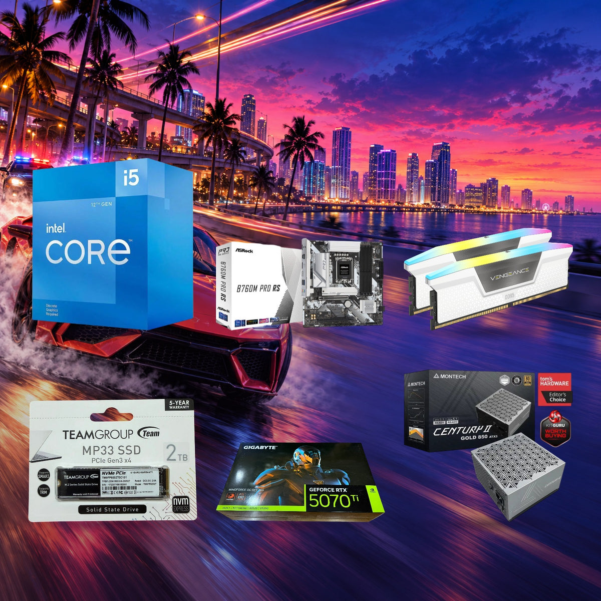 Gaming Library & Streaming Core Parts Bundle | Core i5-12400F + RTX 5070 Ti OC | 32GB RAM | 2TB SSD — Groovy Computers product artwork