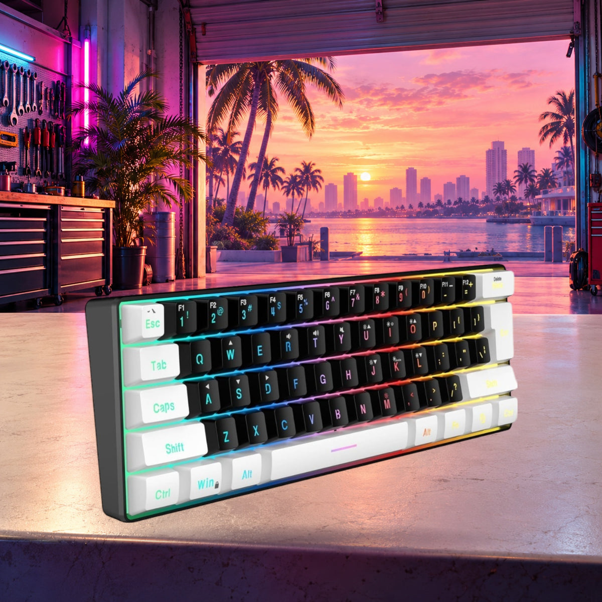 SAMA Gaming Keyboard 60 percent, 61 Keys RGB Backlit Wired Keyboard, Waterproof Mini Compact Gaming Keyboard for PC/Mac Gamer