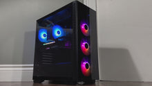 Load and play video in Gallery viewer, Brand New 6-Core High-End Gaming PC Ryzen 5 7600x (Better than i9-12900K), RTX 4070 Ti Options, 32GB 5200mhz DDR5 Ram, 1TB NVME SSD, WIFI + BT
